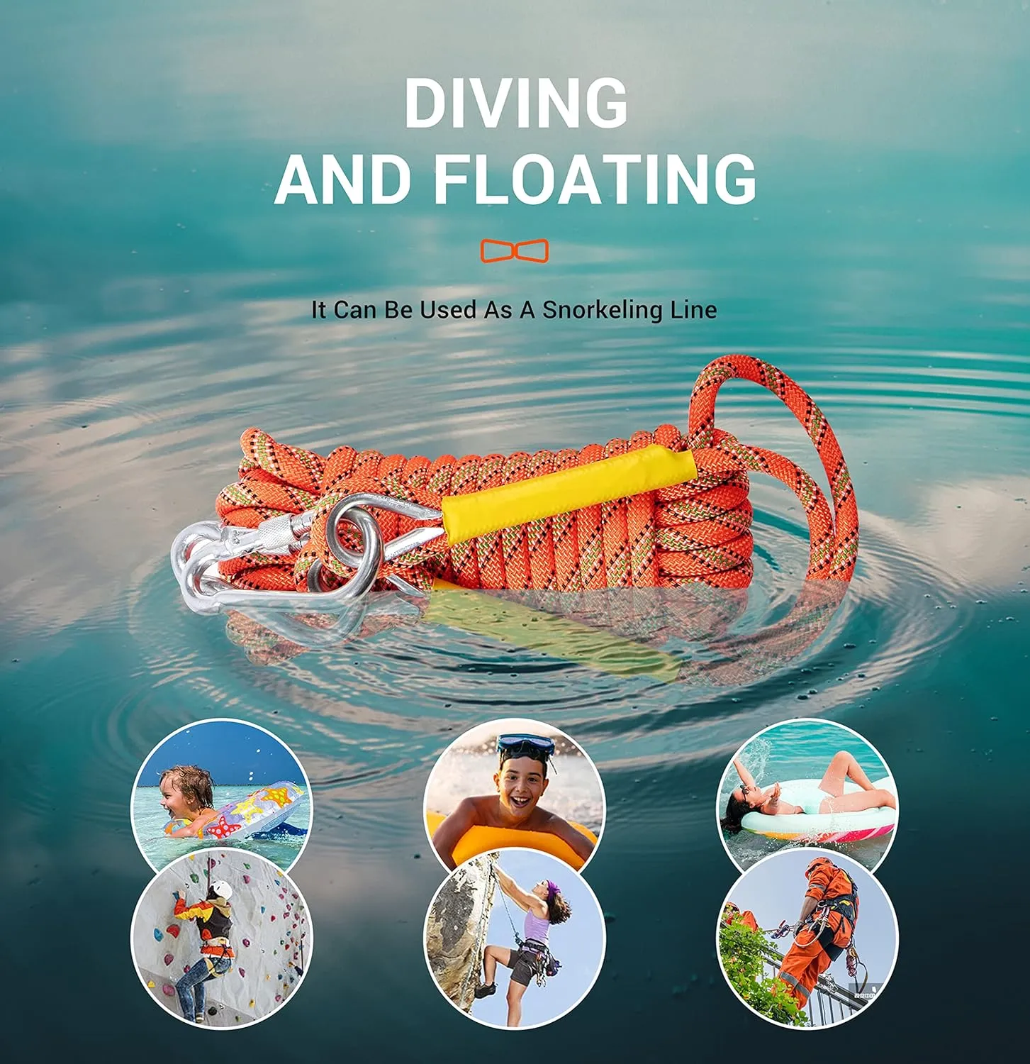 Nice C Climbing Rope, Rescue Rope, Construction Rope, Rock Climbing Rope, Static 10mm 32ft/64ft/96ft/160ft/230ft/500ft/985ft/1000ft with Carry Bag (Orange, 152M(500FT))