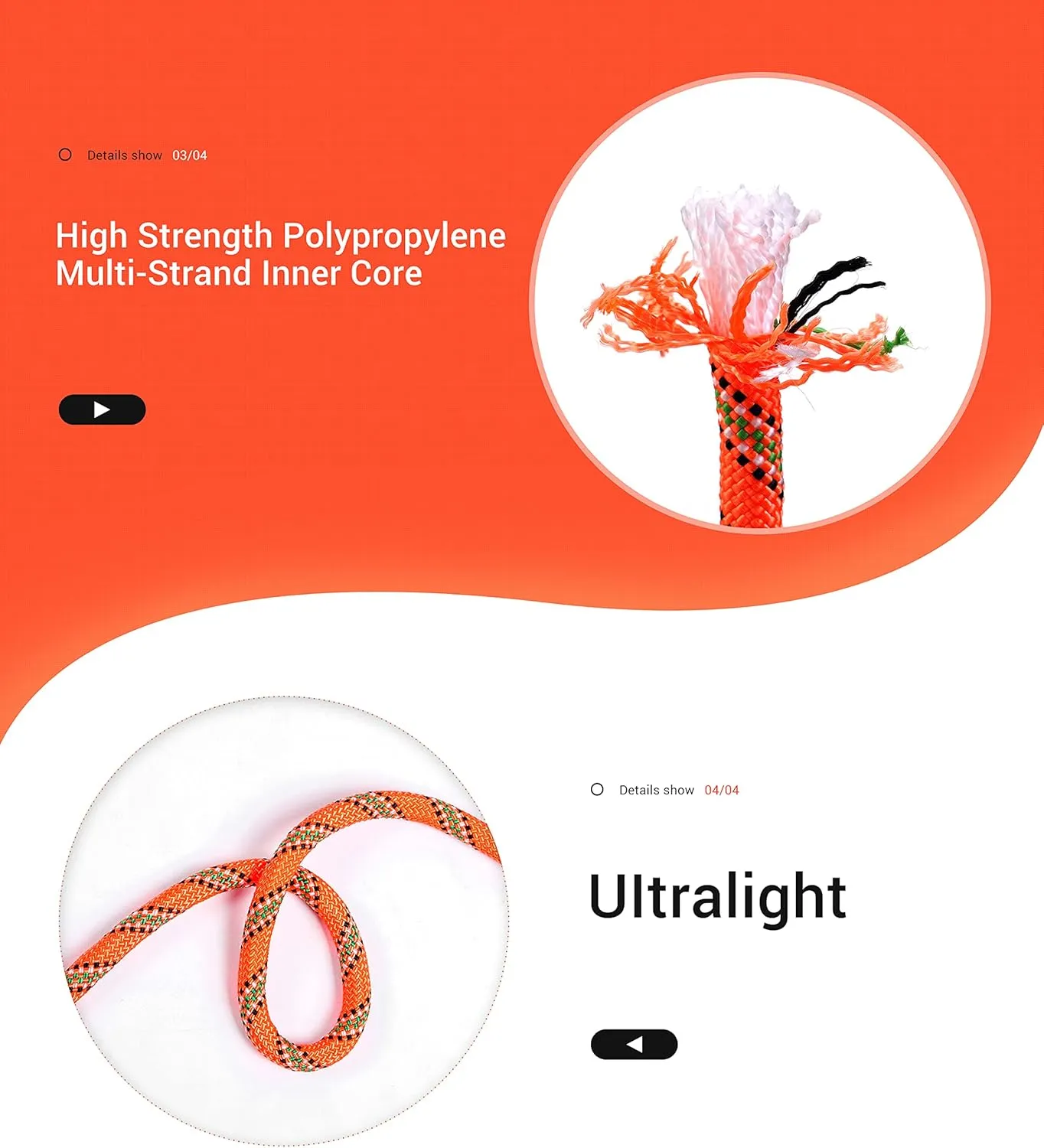 Nice C Climbing Rope, Rescue Rope, Construction Rope, Rock Climbing Rope, Static 10mm 32ft/64ft/96ft/160ft/230ft/500ft/985ft/1000ft with Carry Bag (Orange, 152M(500FT))
