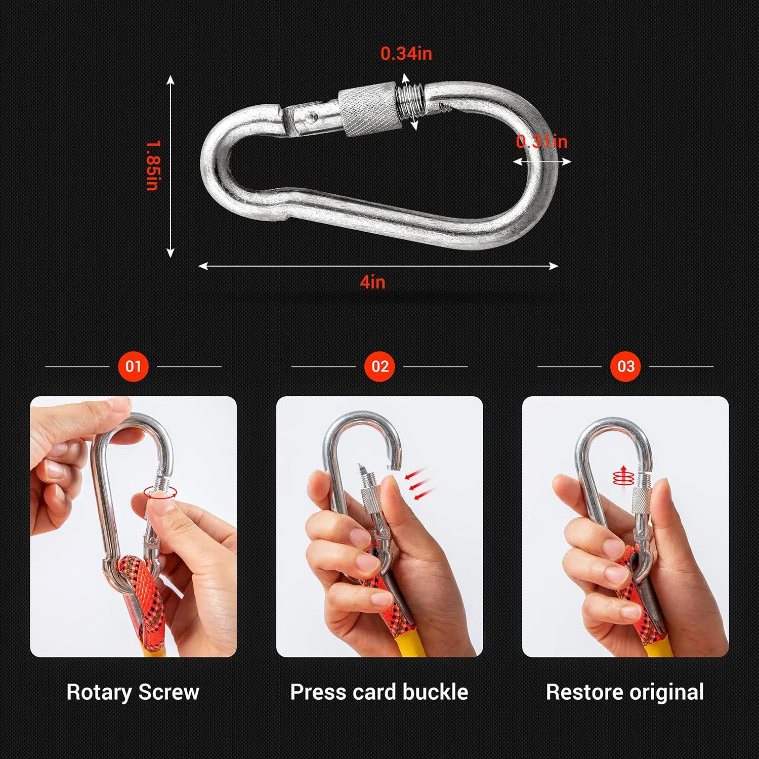 Nice C Climbing Rope, Rescue Rope, Construction Rope, Rock Climbing Rope, Static 10mm 32ft/64ft/96ft/160ft/230ft/500ft/985ft/1000ft with Carry Bag (Orange, 152M(500FT))