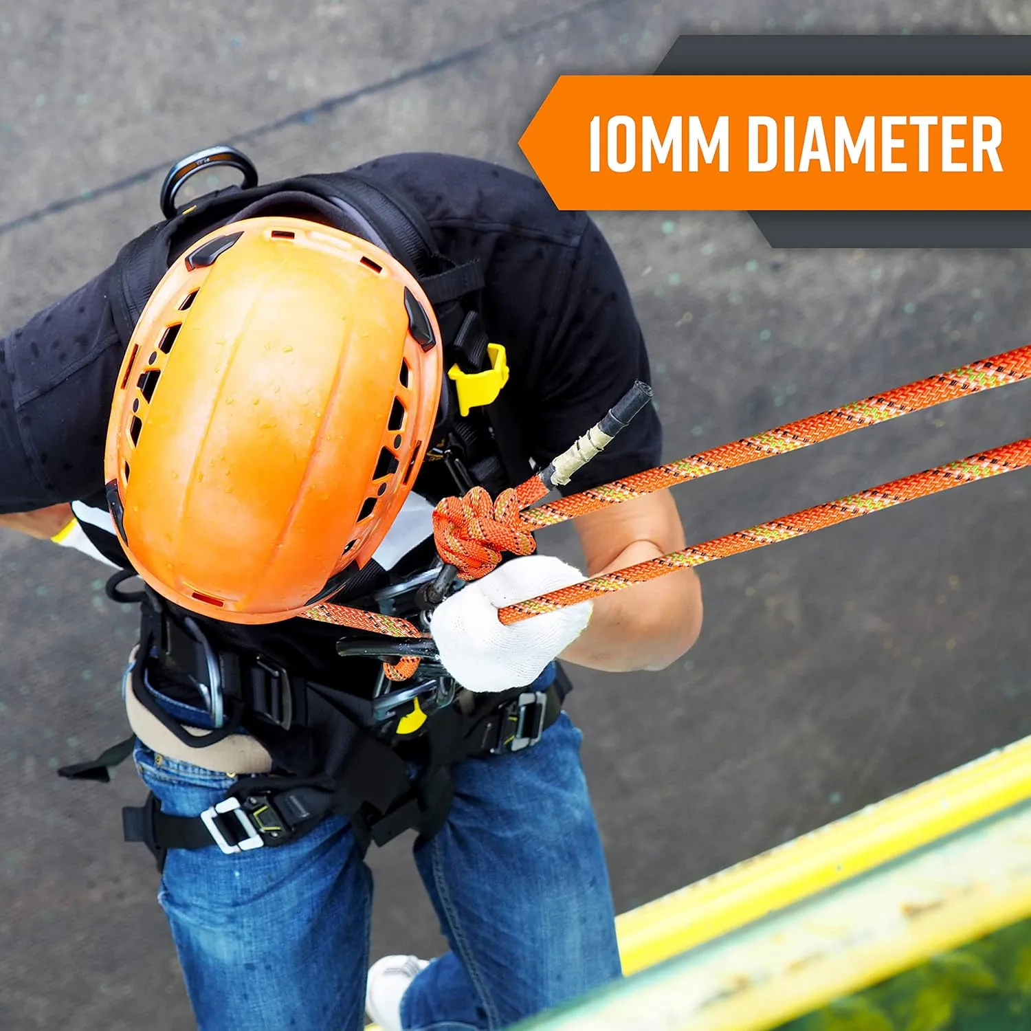 Nice C Climbing Rope, Rescue Rope, Construction Rope, Rock Climbing Rope, Static 10mm 32ft/64ft/96ft/160ft/230ft/500ft/985ft/1000ft with Carry Bag (Orange, 152M(500FT))