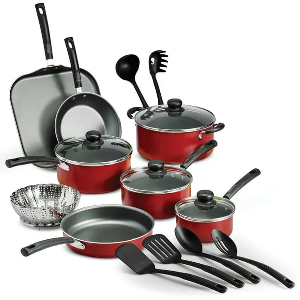 Non Stick Cookware Set 18 Pieces Red