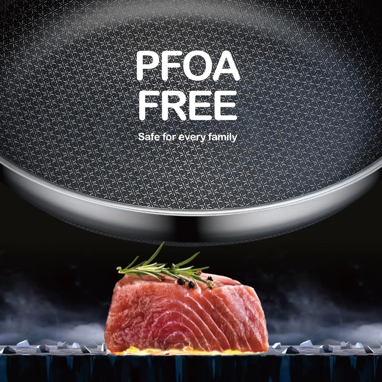 Non Stick Frying Pans,Hybrid 12 inch Frying Pans Nonstick,PFOA Free Cookware,non stick Stainless Steel Skillets,Dishwasher and Oven Safe, Works on Induction,Ceramic and Gas Cooktops