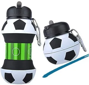Non-toxic Cost-efficient Silicone Bottles Football Camping Compliance-certified Soccer Collapsible Bottle Travel Water with Foldable Innovating Straw