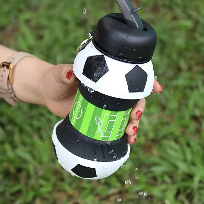 Non-toxic Cost-efficient Silicone Bottles Football Camping Compliance-certified Soccer Collapsible Bottle Travel Water with Foldable Innovating Straw