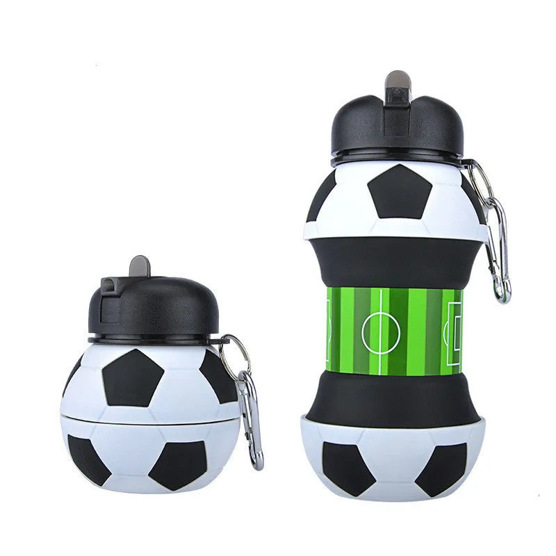 Non-toxic Cost-efficient Silicone Bottles Football Camping Compliance-certified Soccer Collapsible Bottle Travel Water with Foldable Innovating Straw