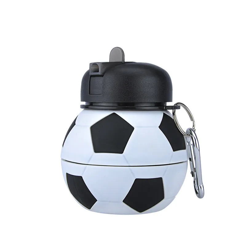 Non-toxic Cost-efficient Silicone Bottles Football Camping Compliance-certified Soccer Collapsible Bottle Travel Water with Foldable Innovating Straw