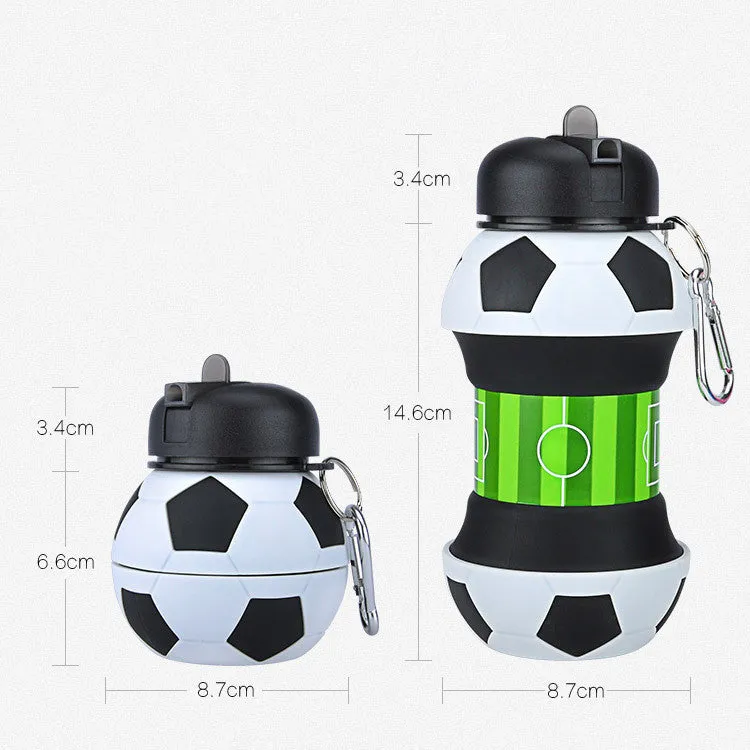 Non-toxic Cost-efficient Silicone Bottles Football Camping Compliance-certified Soccer Collapsible Bottle Travel Water with Foldable Innovating Straw