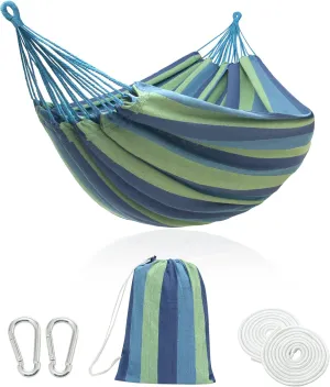 NORIDA Indoor Hammock Garden Cotton Hammocks with Tree Straps for Hanging Durable Up to 450lbs,Portable with Travel Bag, Comfortable Fabric Perfect for Outdoor Porch Patio Backyard(Aqua Green)