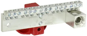 NSI 1030MB Neutral Bar with Mounting Base and Neutral Assembly, 225 Amp, (30) 4-14 AWG Wire Range, 600VAC Voltage, 350 MCM - 6 Lug Size, 2.250" Width, 2.750" Height, 5.385" Length