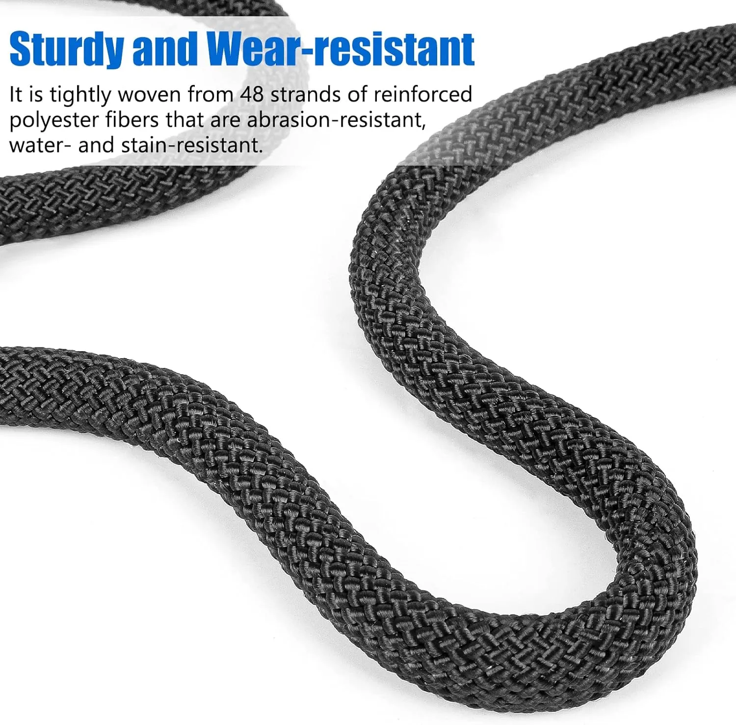 NTR Orange/Black/Blue/Green Climbing Rope 10M(32ft) 20M(64ft) 30M(96ft) 50M(160ft), 8MM Static Rock Climbing Rope with 2 Steel Hooks, Rappelling Rope for Outdoor, Hiking Safety Escape Rope
