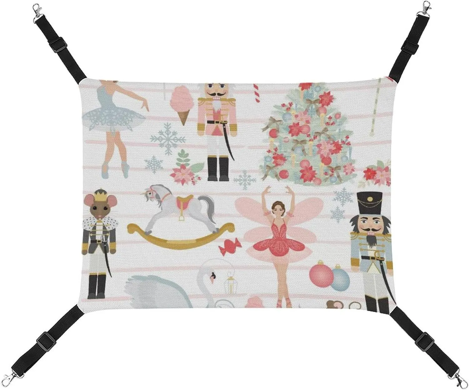 Nutcracker Dream Hanging Cat Bed Soft Breathable Pet Hammock for Cage Pet Sleeper for Kitten Ferret Puppy Rabbit