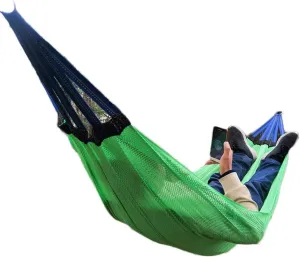 Nylon Ice Silk Camping Hammock,Cool Breathable Mesh Hammocks for OutdoorIndoor Patio Backyard for Backpacking Beach (Color : Green, Size : with Carabiner 3m Strap)