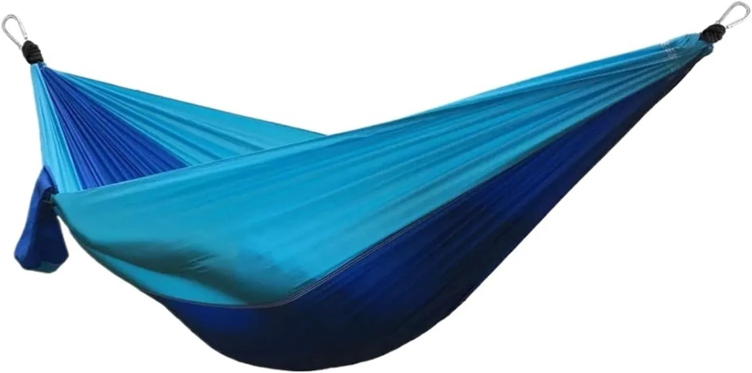 Nylon Parachute Hammock Net Solid Color Parachute Hammock with Hammock Straps and Black Carabiner Camping Survival Travel Double Person Outdoor Furniture Terrace Hammock(Model 2)