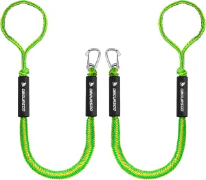 Obcursco 3FT Bungee Dock Lines,Boat Dock Rope,Jet Ski Accessories with 316 Stainless Steel Clip for Kayak,Seadoo,Pontoon,Yamaha WaveRunner,Canoe (2 Pack, Yellow/Green)
