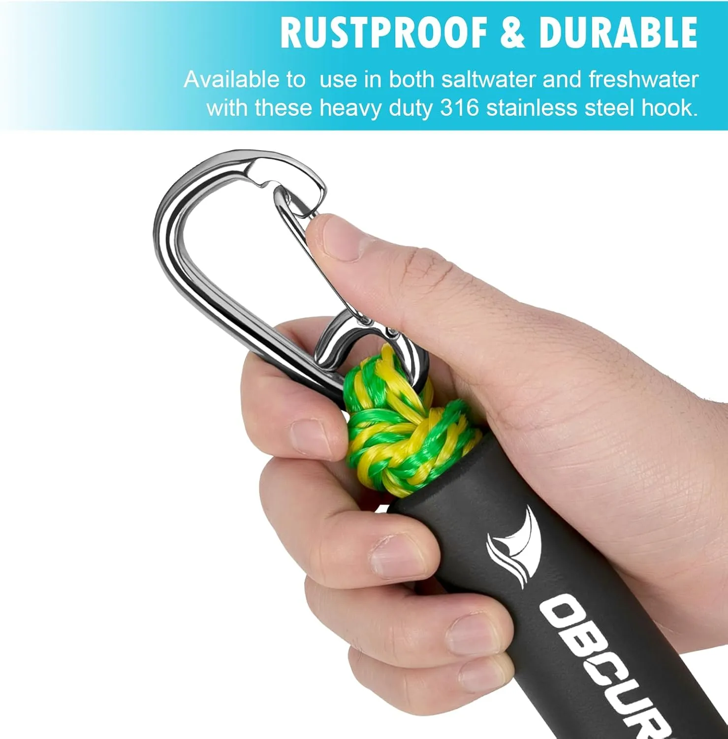 Obcursco 3FT Bungee Dock Lines,Boat Dock Rope,Jet Ski Accessories with 316 Stainless Steel Clip for Kayak,Seadoo,Pontoon,Yamaha WaveRunner,Canoe (2 Pack, Yellow/Green)