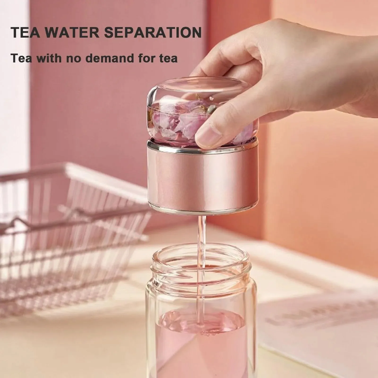 Off Promotions! Tea Infuser Bottle Double-Layer Glass Tea Bottle (Female Gold, 280Ml) Tea Infuser Clearance