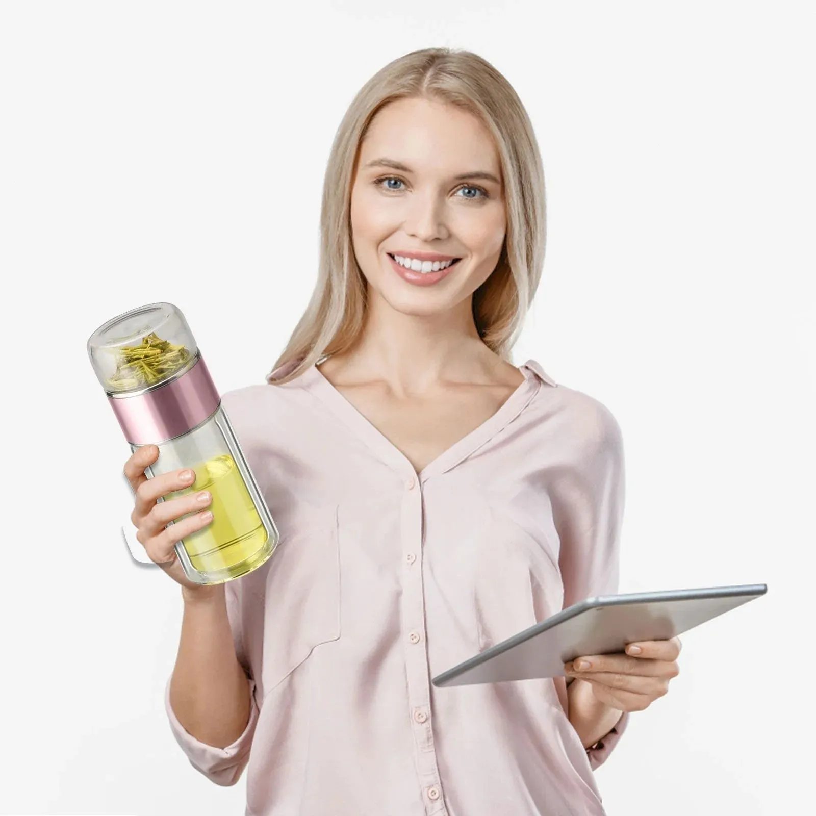 Off Promotions! Tea Infuser Bottle Double-Layer Glass Tea Bottle (Female Gold, 280Ml) Tea Infuser Clearance