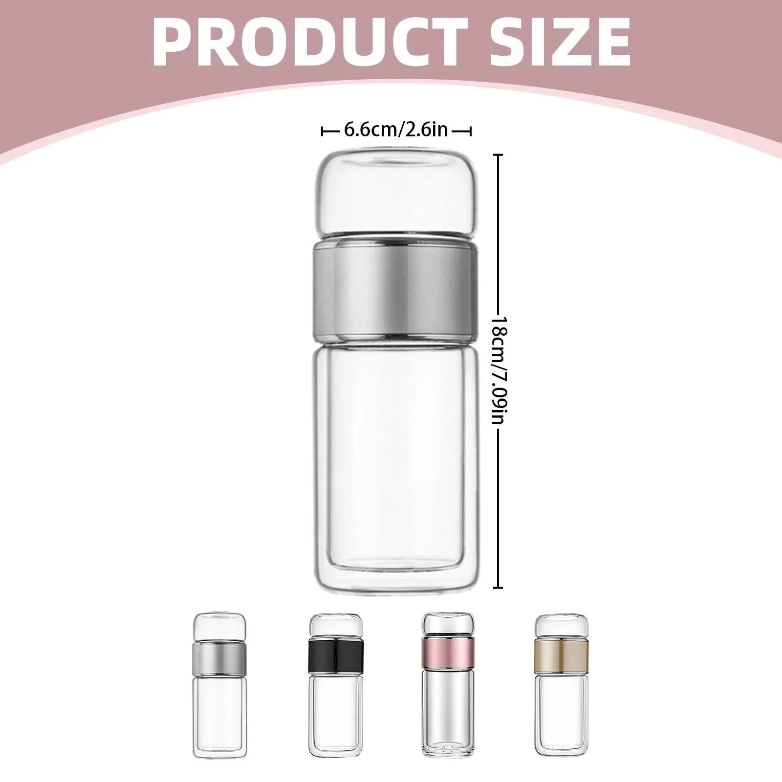 Off Promotions! Tea Infuser Bottle Double-Layer Glass Tea Bottle (Female Gold, 280Ml) Tea Infuser Clearance