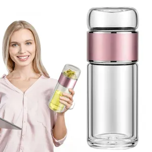 Off Promotions! Tea Infuser Bottle Double-Layer Glass Tea Bottle (Female Gold, 280Ml) Tea Infuser Clearance