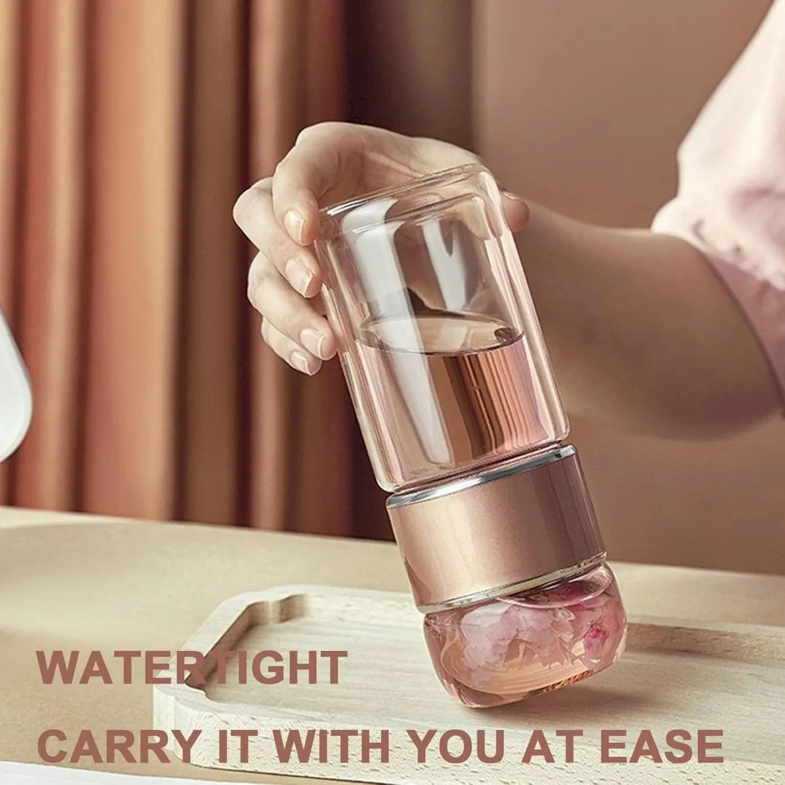 Off Promotions! Tea Infuser Bottle Double-Layer Glass Tea Bottle (Female Gold, 280Ml) Tea Infuser Clearance