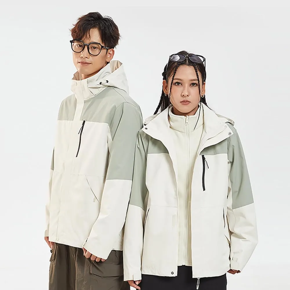 OHRAIN Women's Windproof and Waterproof Jacket 3-in-1 Insulated Shells Raincoat Interchange Jacket with Hood Outdoor Hiking