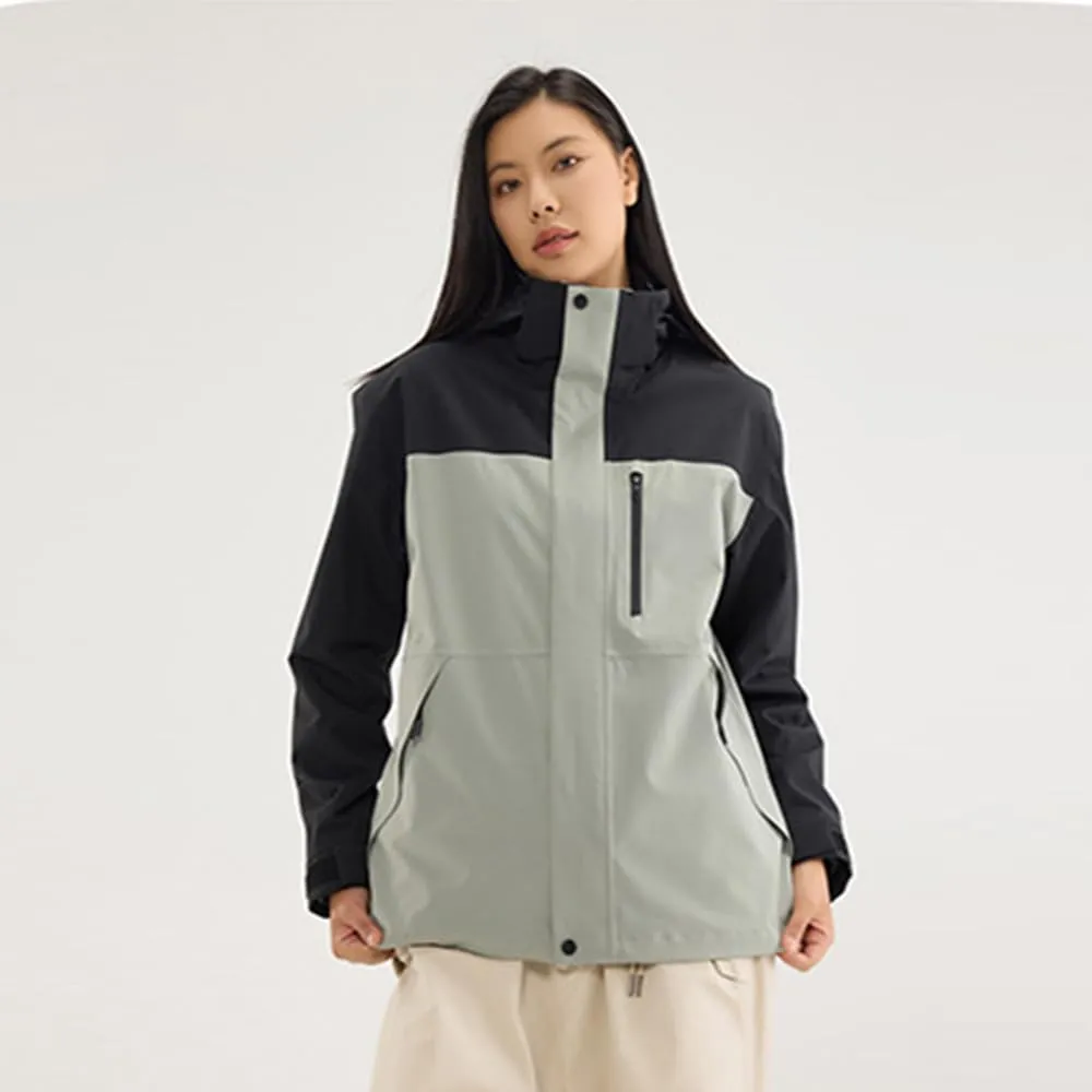 OHRAIN Women's Windproof and Waterproof Jacket 3-in-1 Insulated Shells Raincoat Interchange Jacket with Hood Outdoor Hiking