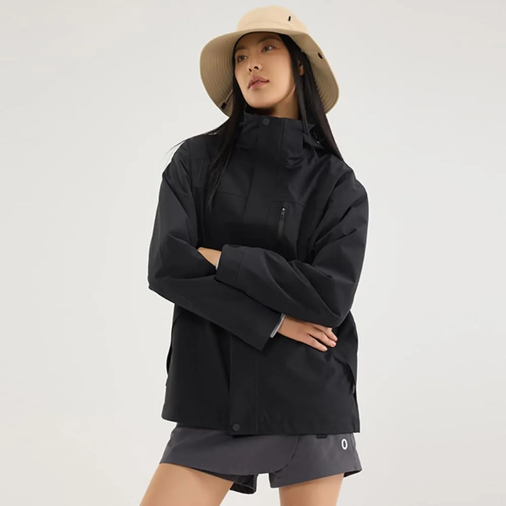 OHRAIN Women's Windproof and Waterproof Jacket 3-in-1 Insulated Shells Raincoat Interchange Jacket with Hood Outdoor Hiking