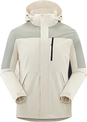 OHRAIN Women's Windproof and Waterproof Jacket 3-in-1 Insulated Shells Raincoat Interchange Jacket with Hood Outdoor Hiking
