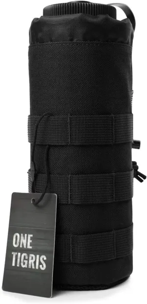OneTigris Water Bottle Pouch 32 oz - Upgraded Water Bottle Holder, Tactical Drawstring Molle Water Bottle Carrier Bag 1000D Nylon for Walking Traveling Hiking Camping Cycling Outdoor Sports