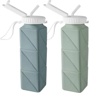 Opard Collapsible Water Bottles BPA Free Leak Proof Foldable Silicone Bottle with Anti-Collapse Ring for Travel Camping Hiking Running Sport
