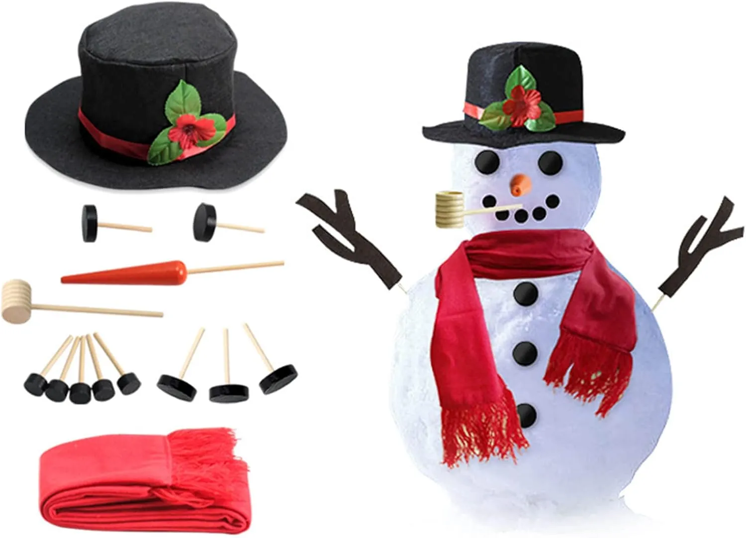 Orgrimmar Snowman Decorating Kit Snowman Making Kits Tools Winter Outdoor Toys Decoration (Jumbo)