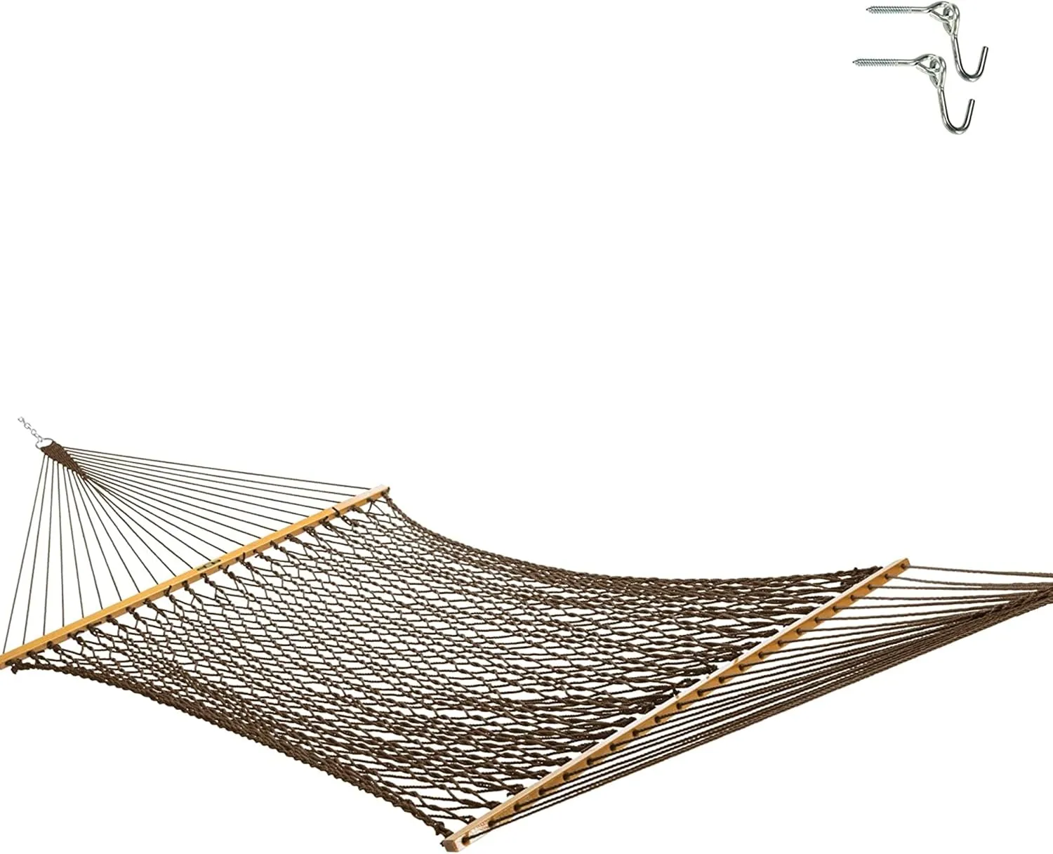 Original Pawleys Island 13DCAB Large Antique Brown DURACORD Rope Hammock with Extension Chains & Tree Hooks, Handcrafted in The USA, Accommodates 2 People, 450 LB Weight Capacity, 13 ft. x 55 in.