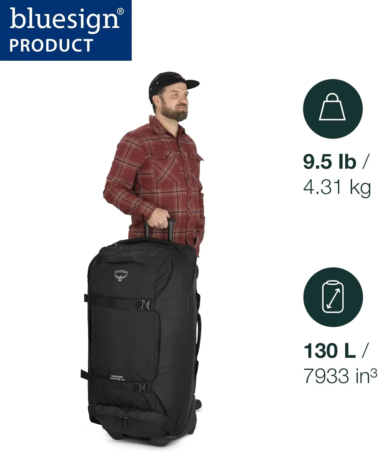 Osprey Sojourn Shuttle 36"/130L Wheeled Duffel Luggage, Black