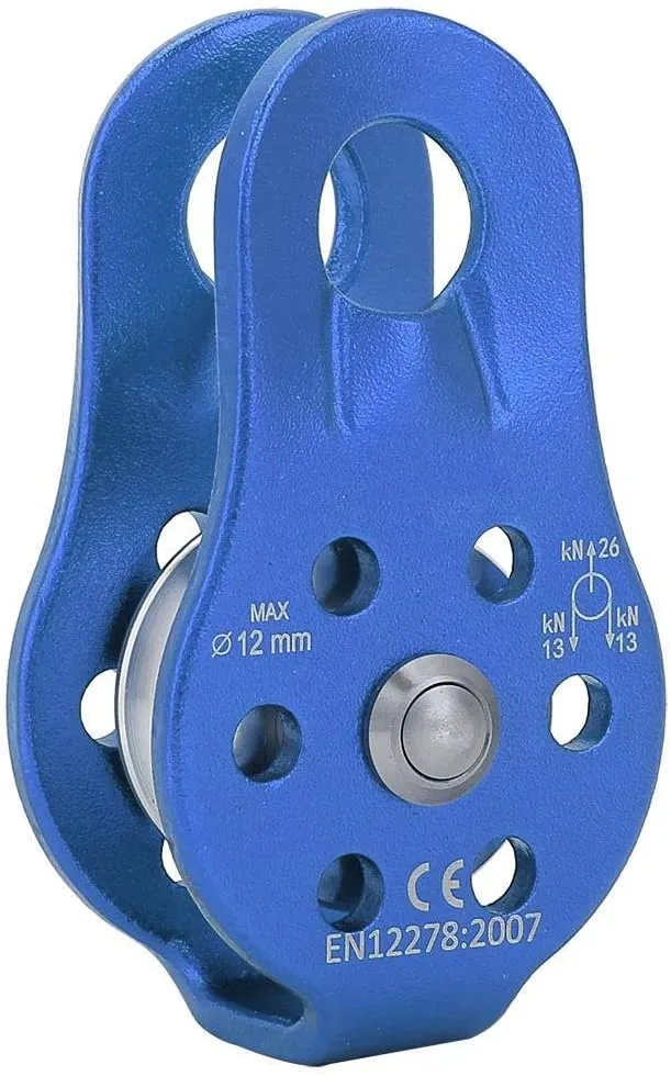 OUKENS Pulley Wheel, 26KN Aluminium Alloy Heavy Duty Single Swivel Rope Pulley Block for 12mm Rope Climbing