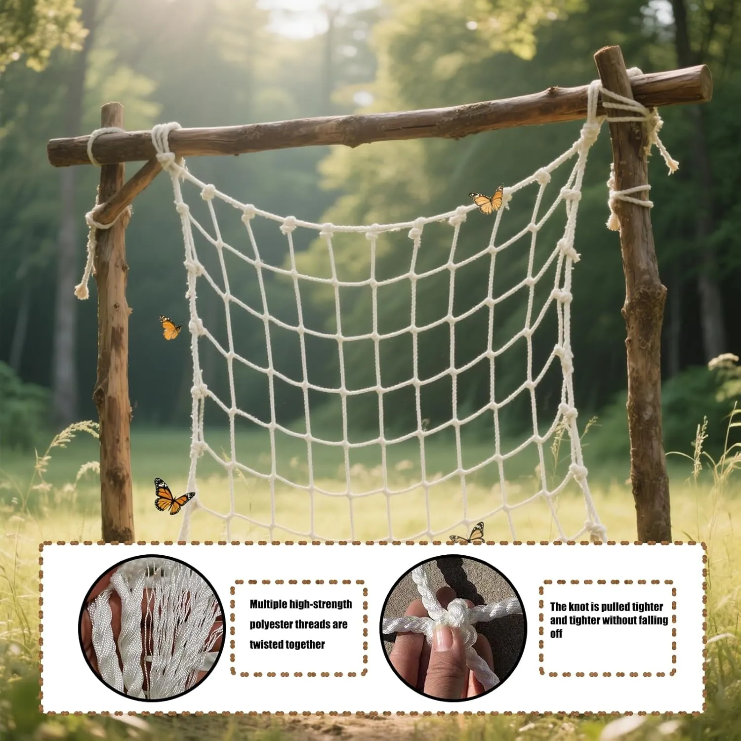 Outdoor Adventure Climbing Cargo Net - Polyester Climbing Frame Net for Playground,Backyard - Heavy Duty Kids Safety Net,Rope Ladder & Swingset,300x600cm