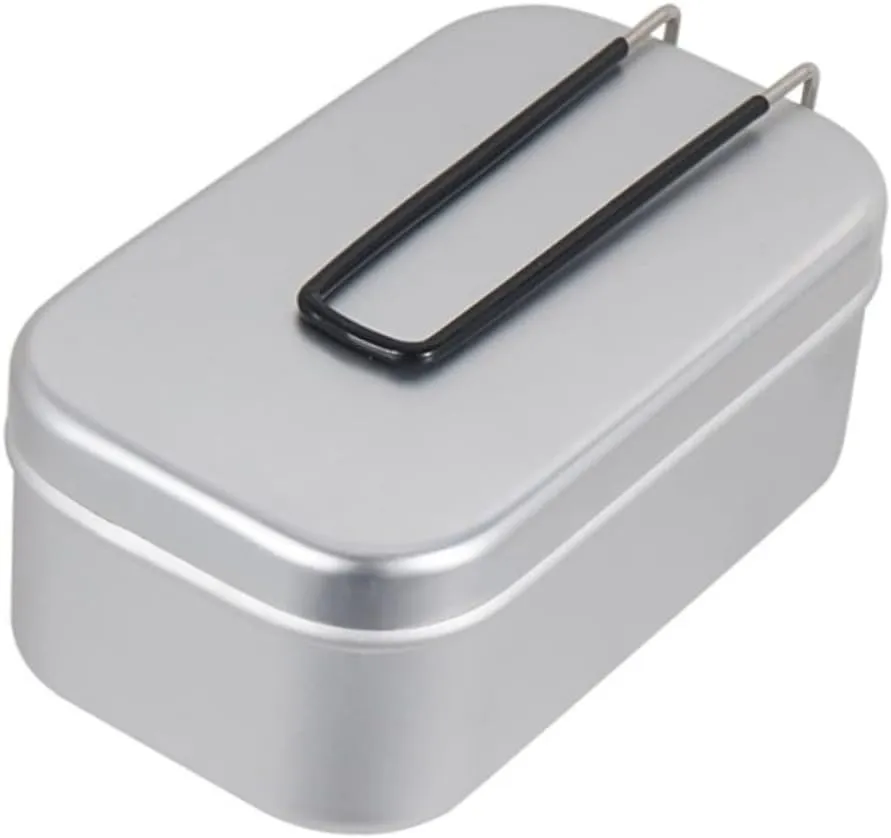 Outdoor Aluminum Bento Pot Foldable Handle Hiking Cookware Portable Food Container for Camping and Picnic Design Easy to Carry Space Saving