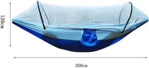 Outdoor Camping Hammock with Mosquito Net Lightweight Hanging Hammocks High Strength Parachute Fabric Hanging Bed Net 250x120cm(Double Green)