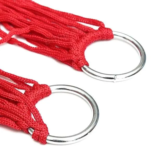 Outdoor Camping Nylon Hammock Hanging Mesh Net Sleeping Bed Red