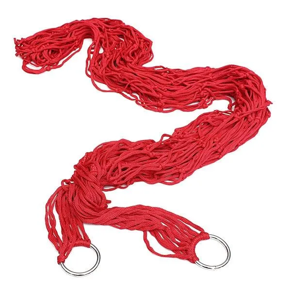 Outdoor Camping Nylon Hammock Hanging Mesh Net Sleeping Bed Red