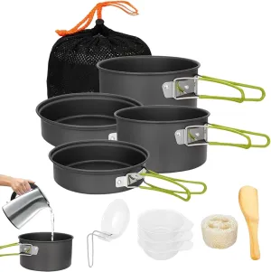 Outdoor Camping Pot Set - Portable Camping Cooking Set, Backpacking Cooking Pot and Pan | Non-Stick Outdoor Pots Pans Camping Cookware Picnic Cooking Set for Camping, Hiking, Backpacking, and Picnics