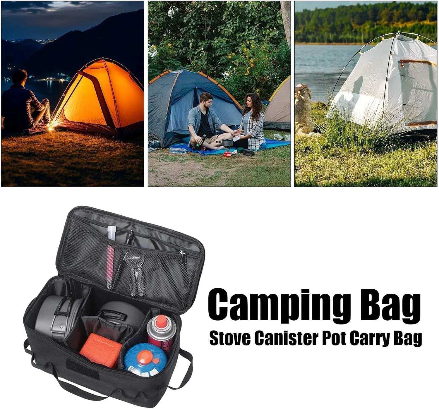 Outdoor Camping Storage Bag - Water-Resistant Pot Carry Case, Folding Stove Canister Organizer | durabless Cookware & Utensils Holder for Travel, Hiking, Backpacking, RV, and Picnic Adventures