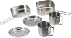Outdoor Camping Tableware Cookware Self Cooking Pot Pans Portable Camping Cooker Picnic Silver Stainless