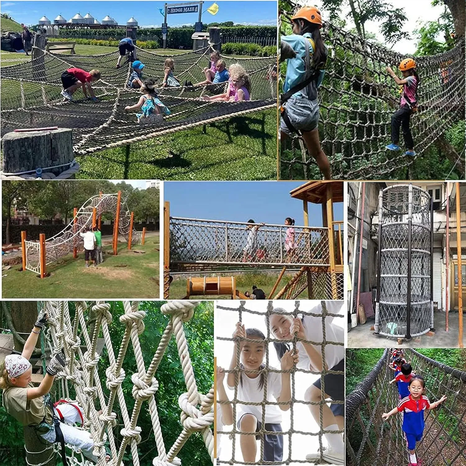 Outdoor Cargo Climbing Net Treehouse Playground Heavy Duty Swings Net Safety Climbing Rope Net for Kids Protection Net,275.59 * 393.7 inch