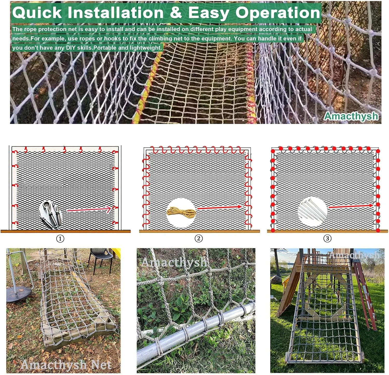 Outdoor Cargo Climbing Net Treehouse Playground Heavy Duty Swings Net Safety Climbing Rope Net for Kids Protection Net,275.59 * 393.7 inch