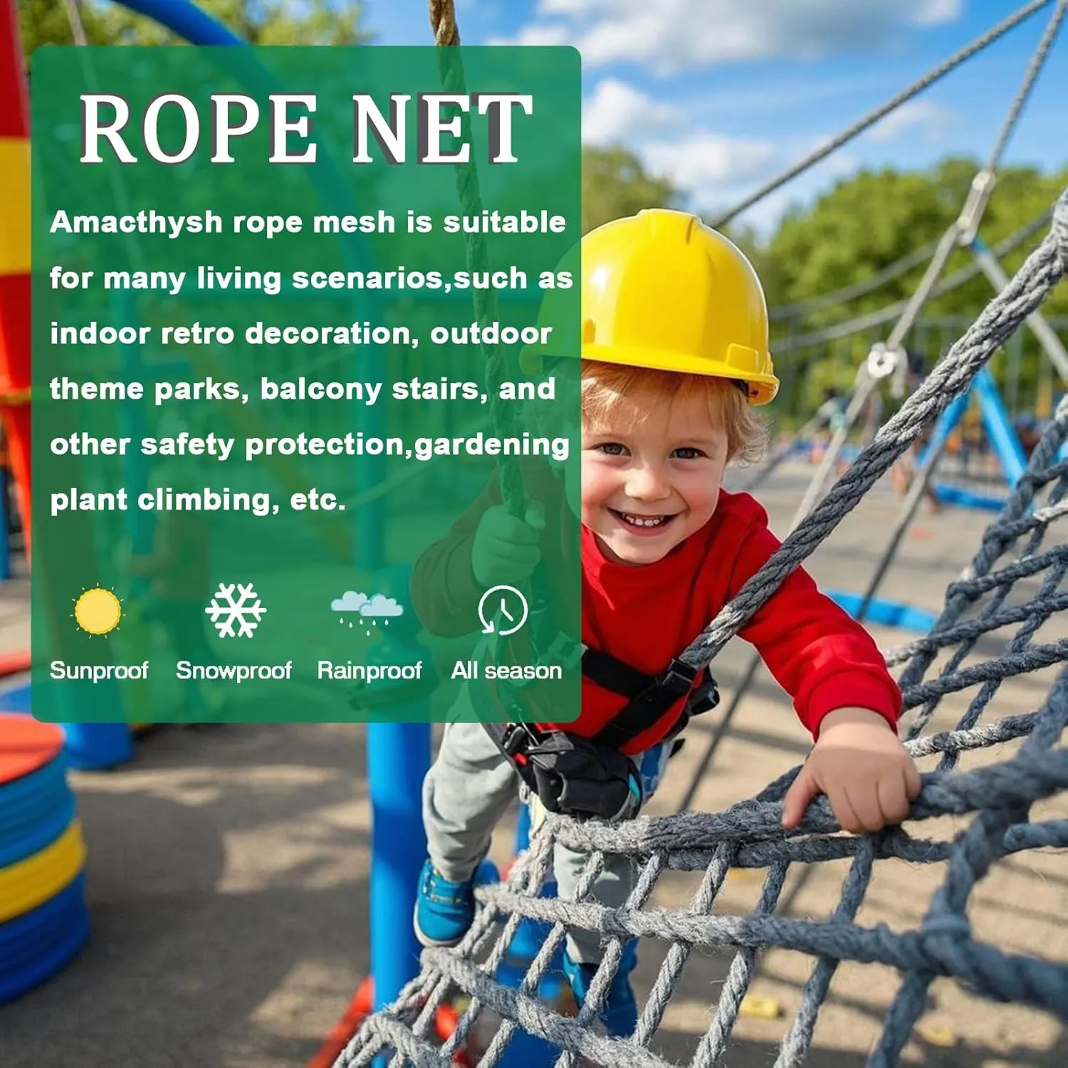 Outdoor Cargo Climbing Net Truck Trailer Nets Backyard Treehouse Netting Heavy Duty Playground Climbing Safety Protection Net for Child,5 * 5m