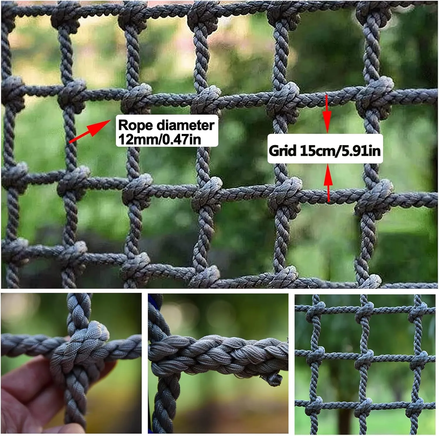 Outdoor Climbing Cargo Rope Ladder Net Playground Safety Net Heavy Duty Climbing Rope Net Anti Fall Protection Netting for Stair Balcony Railing,6.6x19.7ft