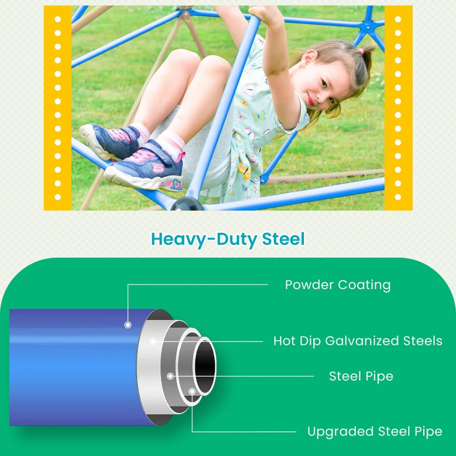 Outdoor Climbing Dome 12FT, Geometric Dome Climber with Secure Grip, Jungle Gym for Backyard Playset, Outdoor Playsets (12FT, Style 1)