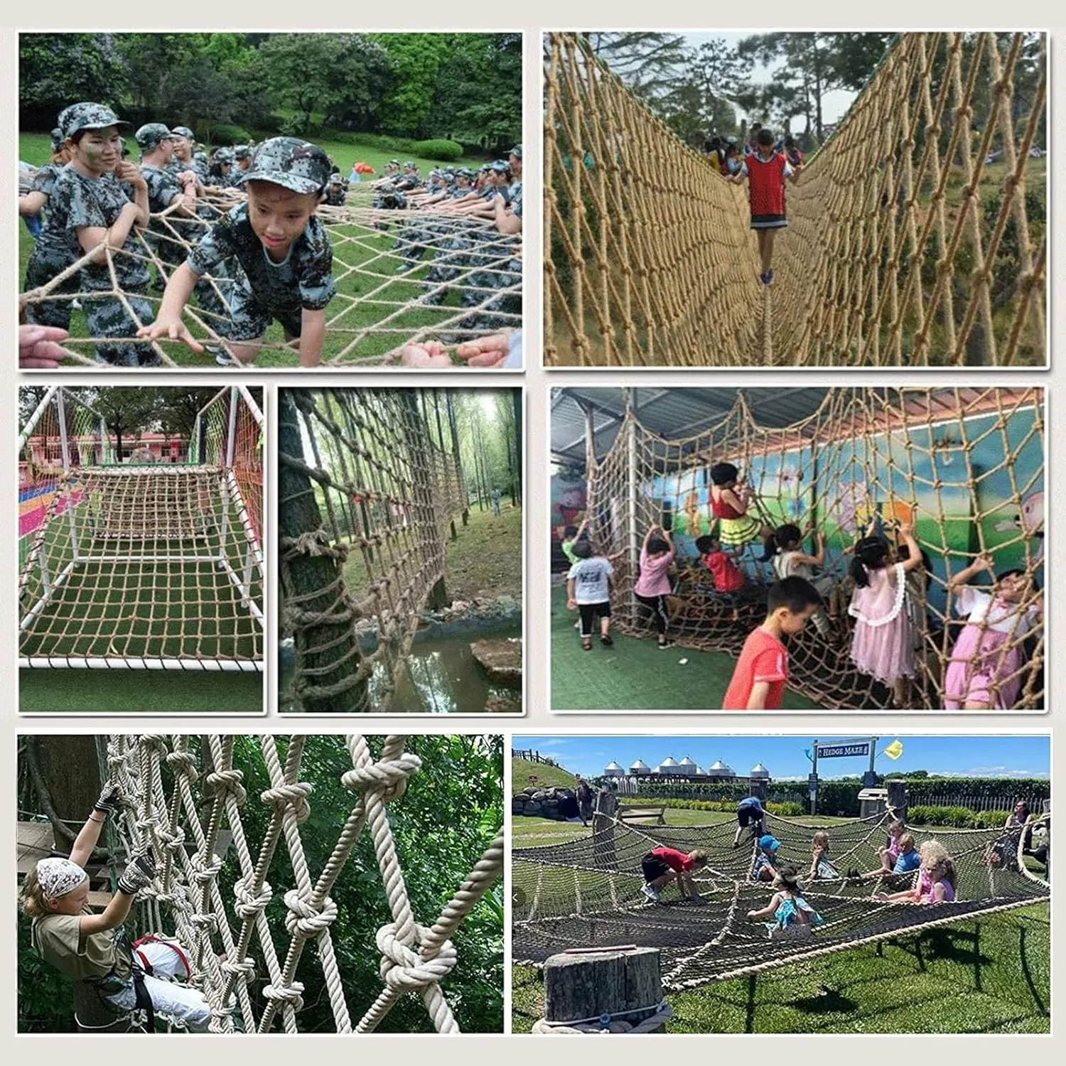 Outdoor Climbing Net for Adult, Heavy Duty Cargo Net, Climbing Rope Ladder Swing Set, for Playground, Garden, Treehouse, Backyard(Size:1 * 1m(3.3 * 3.3ft))