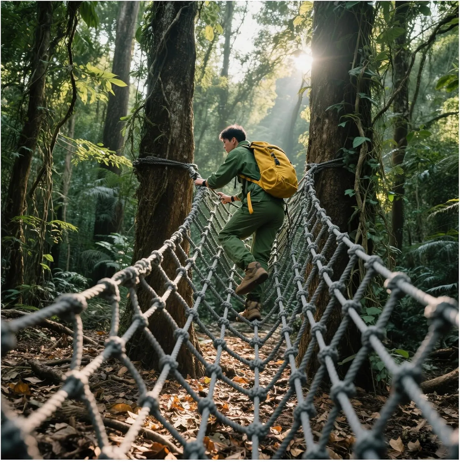 Outdoor Climbing Nets Heavy Duty Rope Ladder Climbing Cargo Net Playground Safety Net Truck Trailer Net Used for Balcony Railing Protection,6.6x31.2ft