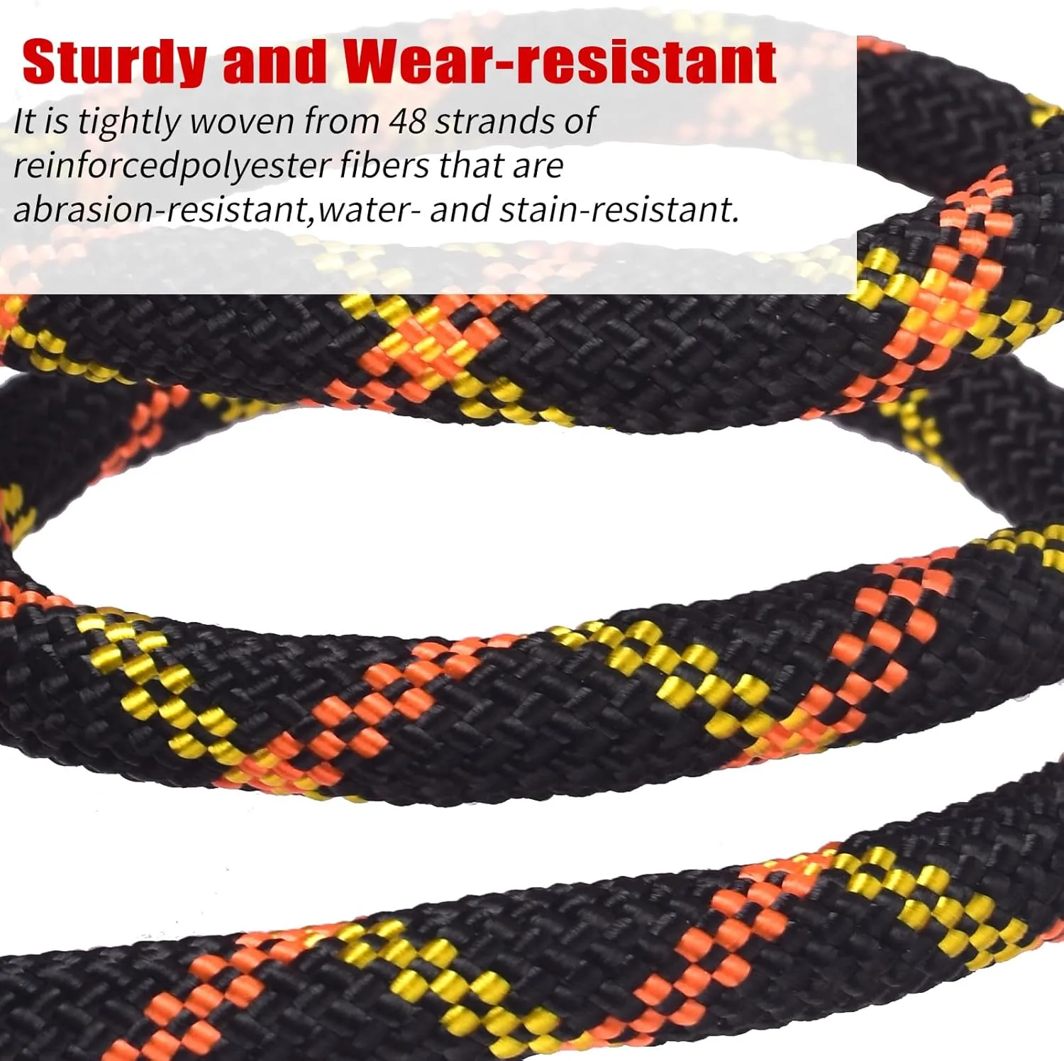 Outdoor Climbing Rope 8MM/12MM 6 Colors 1M(3.2ft)-70M(230ft), Static Rock Climbing Rope with 2 Steel Hooks, Rappelling Rope for Outdoor, Hiking Safety Escape Rope, Rescue Parachute (Black, 12mm-30m)